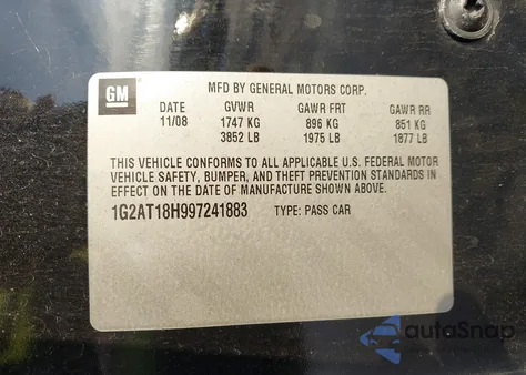 2009 Pontiac G5 Gt from USA, damaged, VIN 1G2AT18H997241883